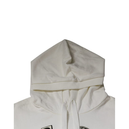 Dolce & Gabbana White Caesar Cotton Hooded Pullover Sweater