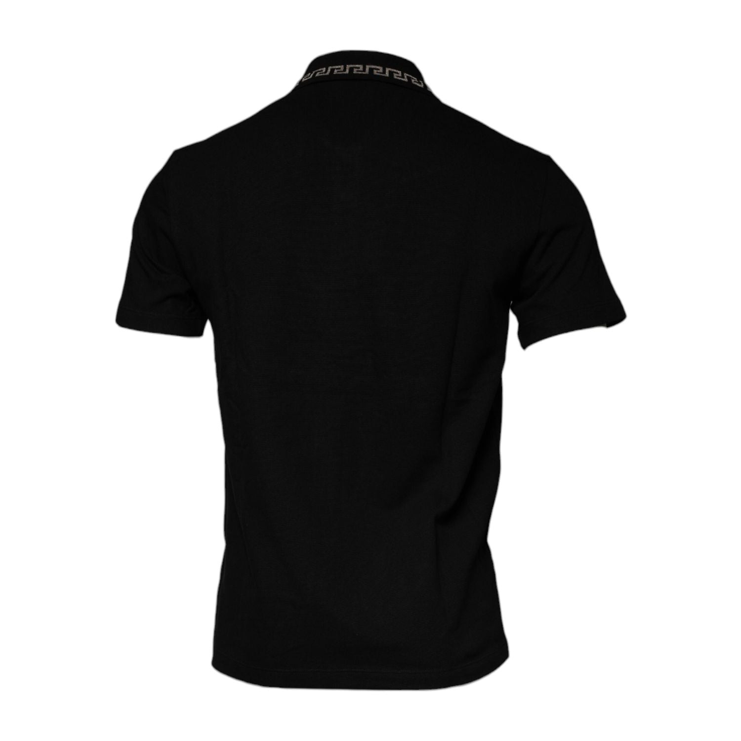 Versace Black Viscose Collared Polo Short Sleeves T-shirt
