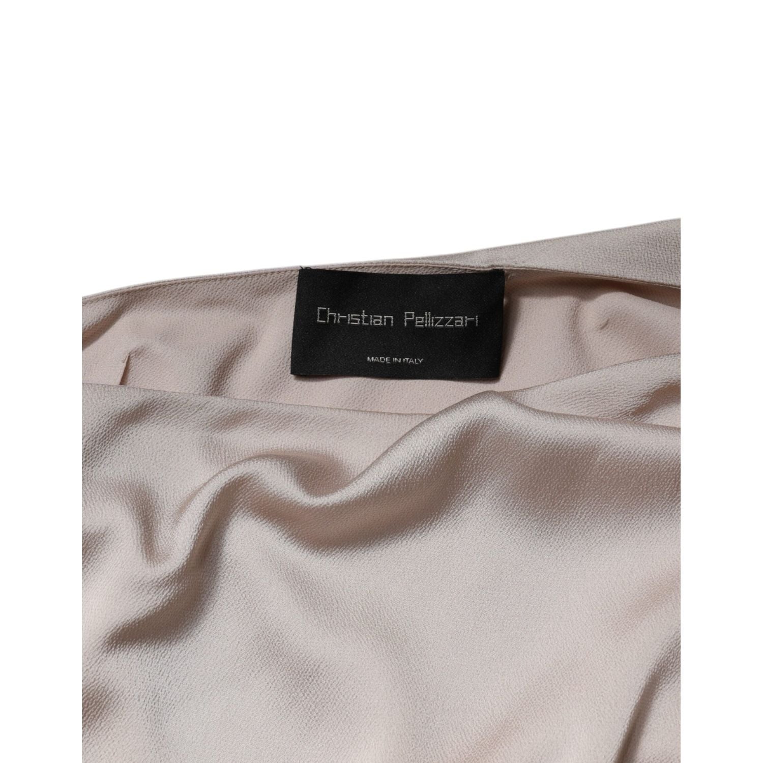 Christian Pellizzari Beige One Shoulder Asymmetric Drape Dress