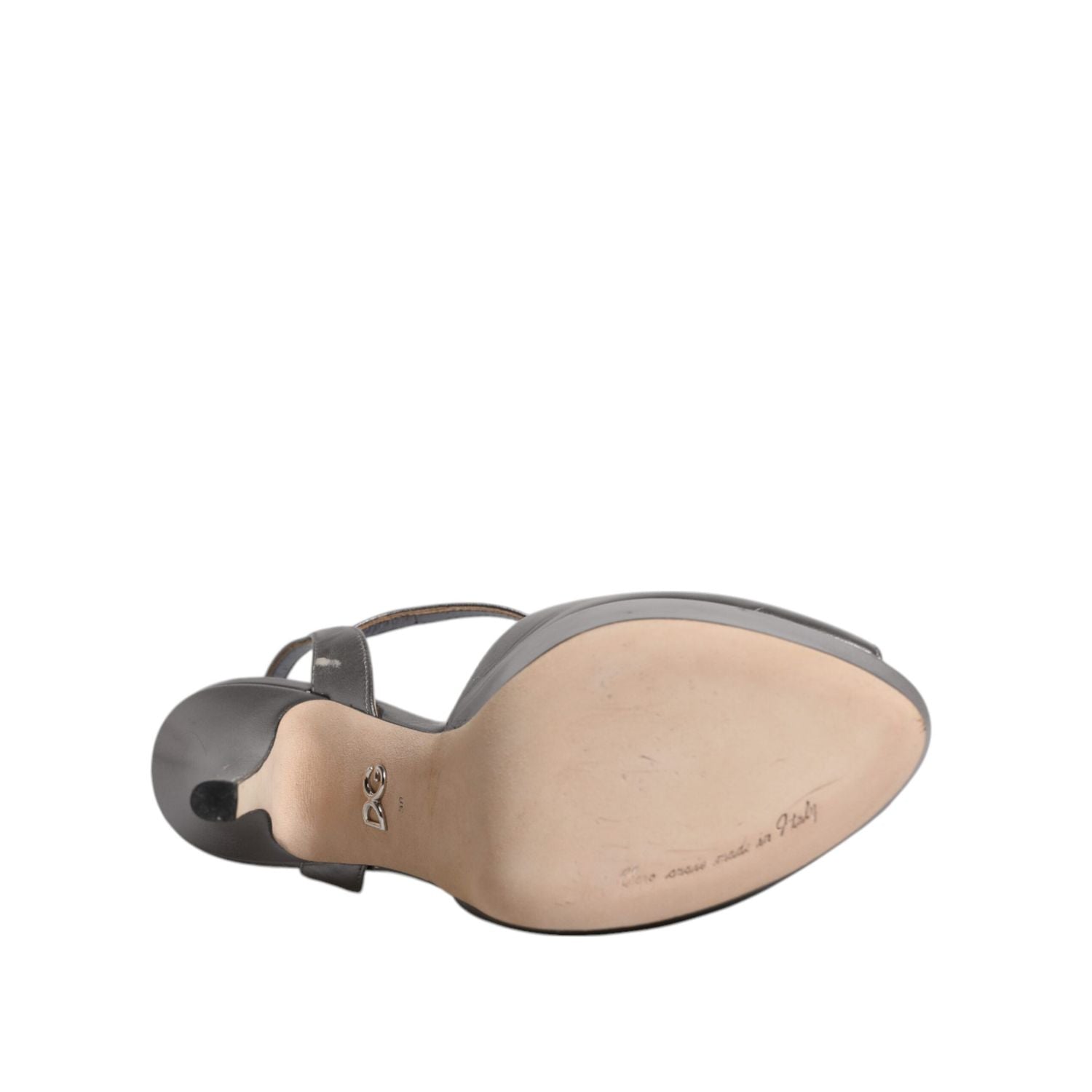 Dolce & Gabbana Silver Leather Platform Heels Sandals Shoes