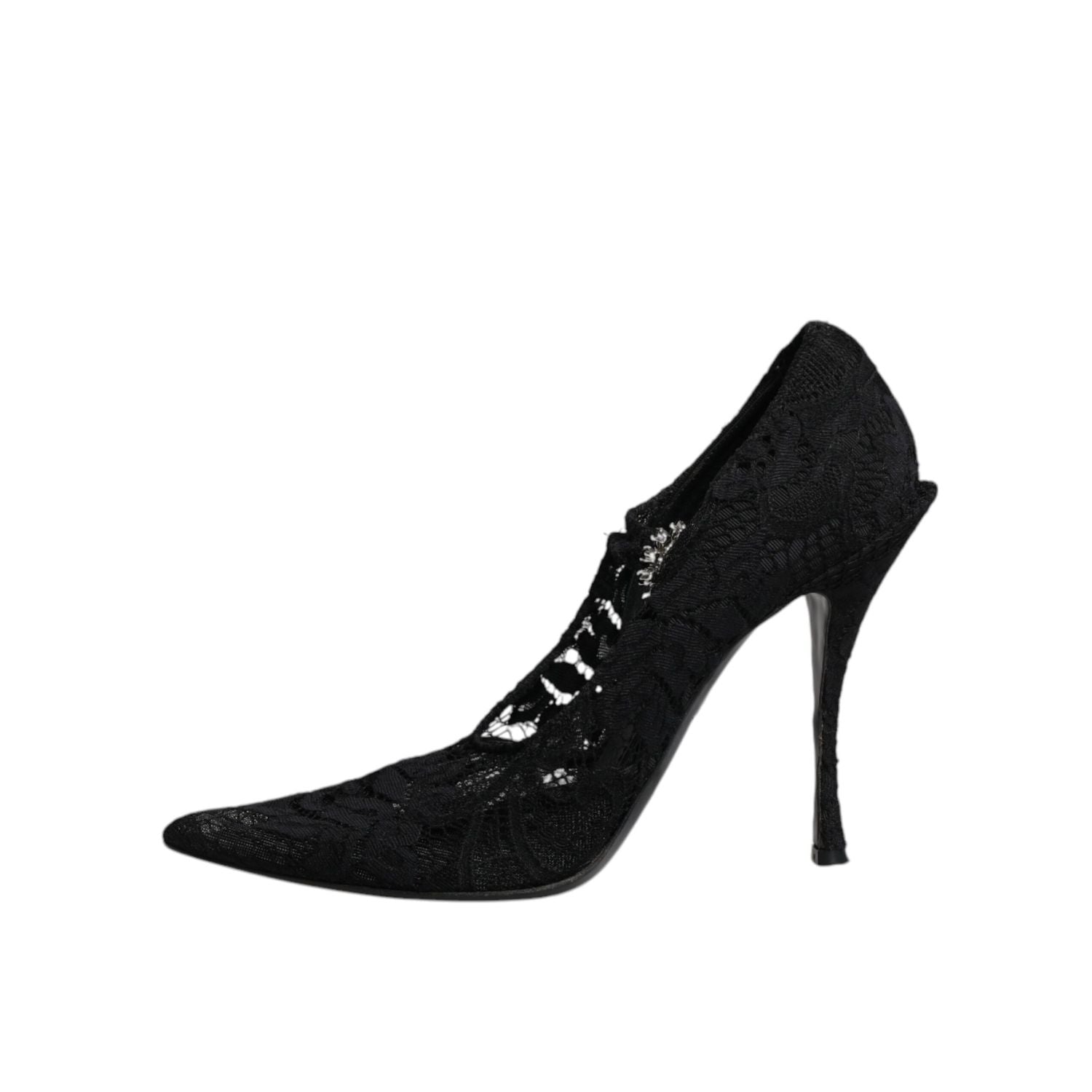 Dolce & Gabbana Black Lace Crystals Mary Jane Pumps Shoes