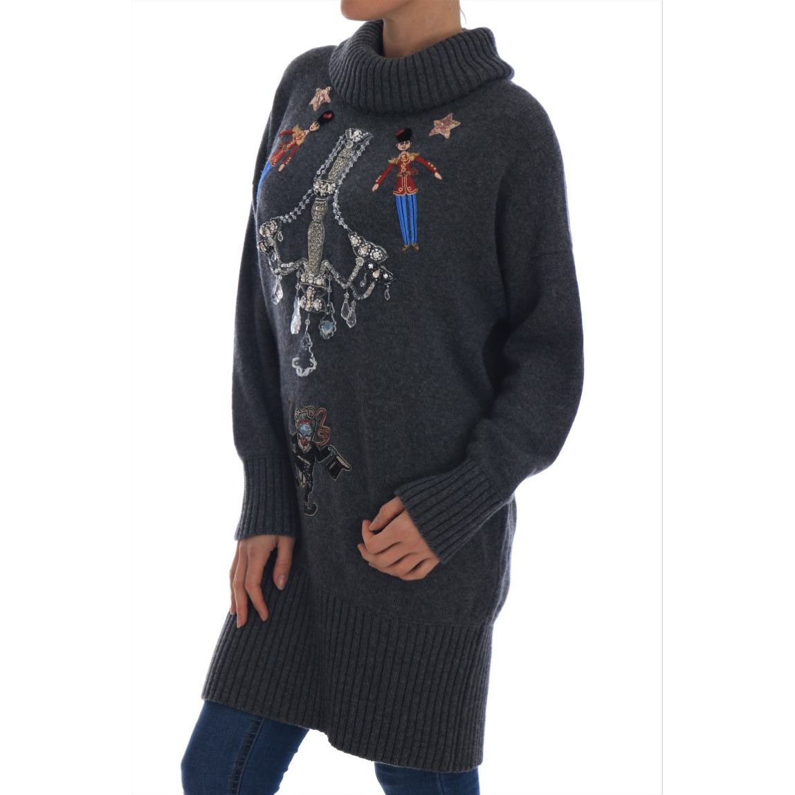 Dolce & Gabbana Fairy Tale Crystal Gray Cashmere Sweater