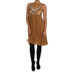 Dolce & Gabbana Crystal Silk Gold A-Line Gown Dress