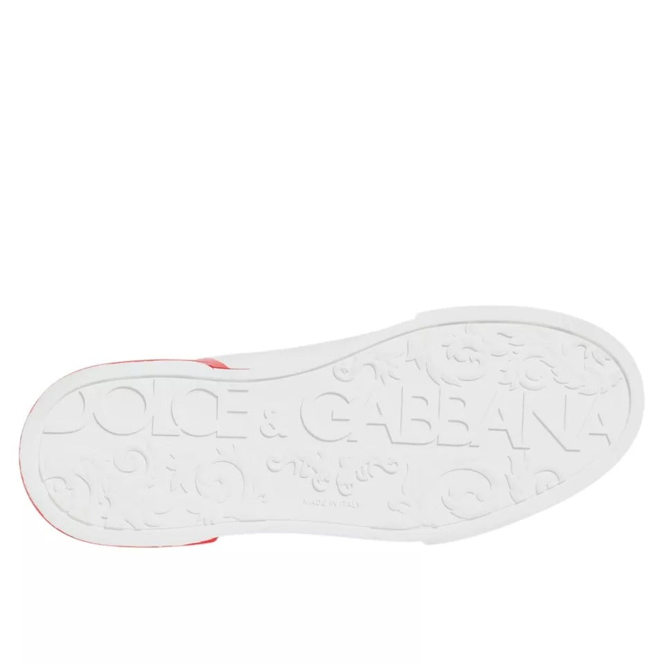 Dolce & Gabbana White Red Portofino Low Top Sneakers Shoes MV2110-39