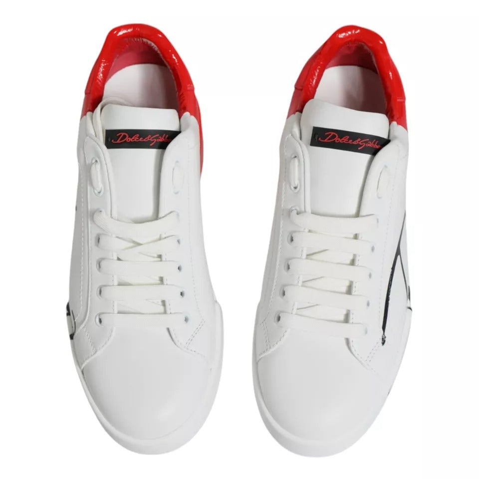 Dolce & Gabbana White Red Portofino Low Top Sneakers Shoes MV2110-39