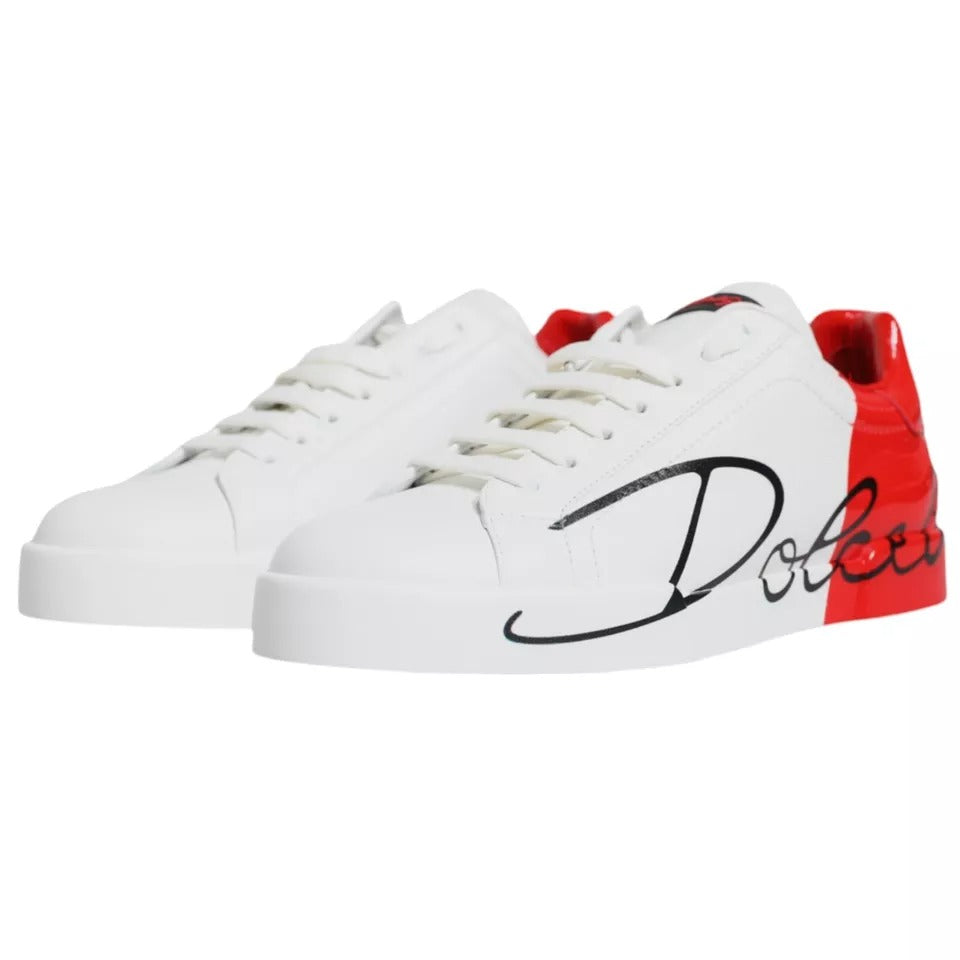 Dolce & Gabbana White Red Portofino Low Top Sneakers Shoes MV2110-39