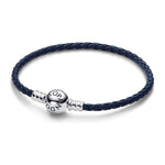 PANDORA MOMENTS COLLECTION Mod. ROUND CLASP BLUE BRAIDED LEATHER BRACELET Bracelet