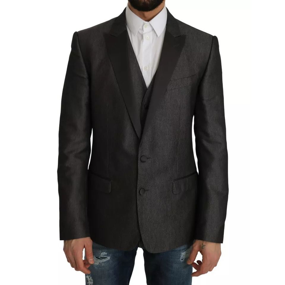 Dolce & Gabbana Gray MARTINI 2 Piece Vest Coat Blazer Dolce & Gabbana