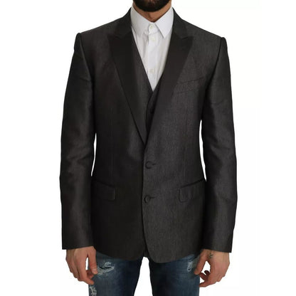 Dolce & Gabbana Gray MARTINI 2 Piece Vest Coat Blazer Dolce & Gabbana