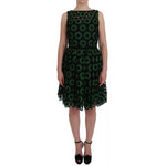 Dolce & Gabbana Green Floral Ricamo A-Line Shift Dress