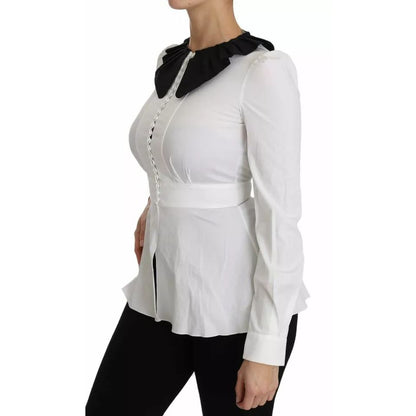 Dolce & Gabbana Black White Decorative Buttons Tops Shirt Blouse