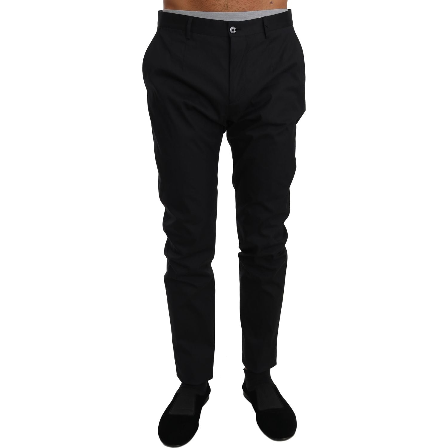 Dolce & Gabbana Black Cotton Stretch Formal Trousers Pants