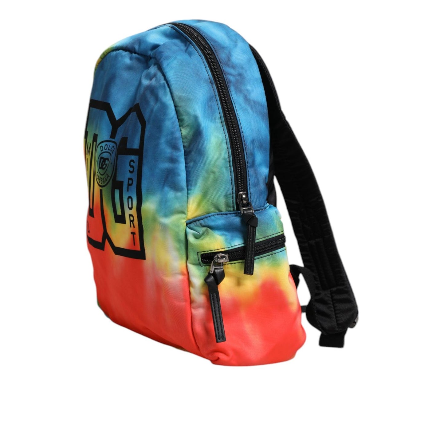 Dolce & Gabbana Multicolor Tie Dye Nylon Logo Print Kids Backpack Bag