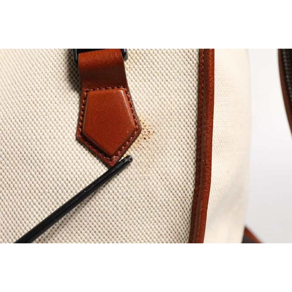 Dolce & Gabbana Beige Brown Canvas Leather Travel Back Pack Bag