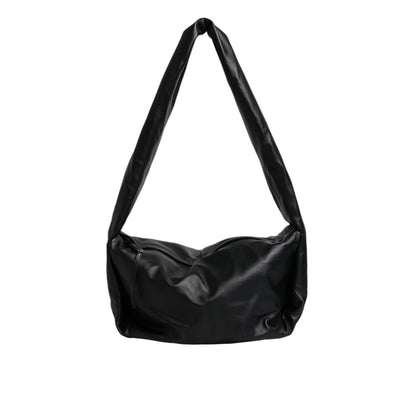 Dolce & Gabbana Black Leather Logo Plaque Shoulder Bag