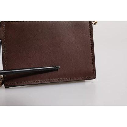 Dolce & Gabbana Brown Leather Zip Logo Keyring Coin Purse Keyring Wallet