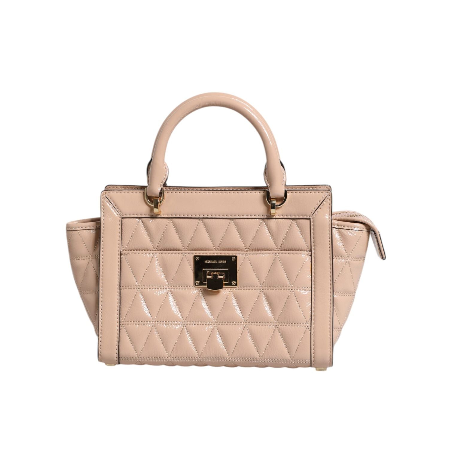 Front view with bag zipped and handles upright.
