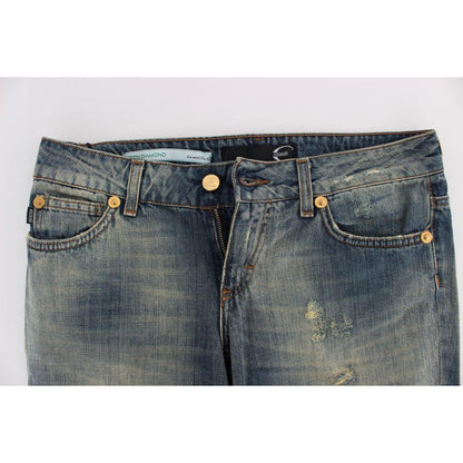 Cavalli Blue Cotton Low Waist Jeans Jeans & Pants