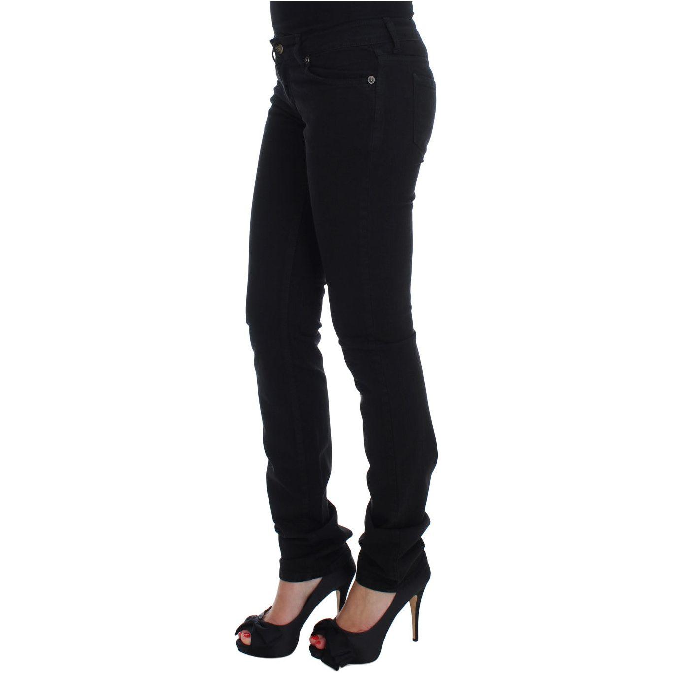 Cavalli Black Cotton Stretch Slim Skinny Fit Jeans