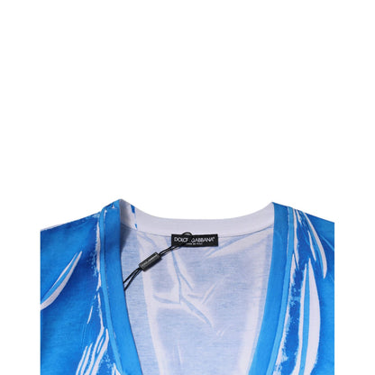 Dolce & Gabbana Blue Cotton V-neck Short Sleeves T-shirt