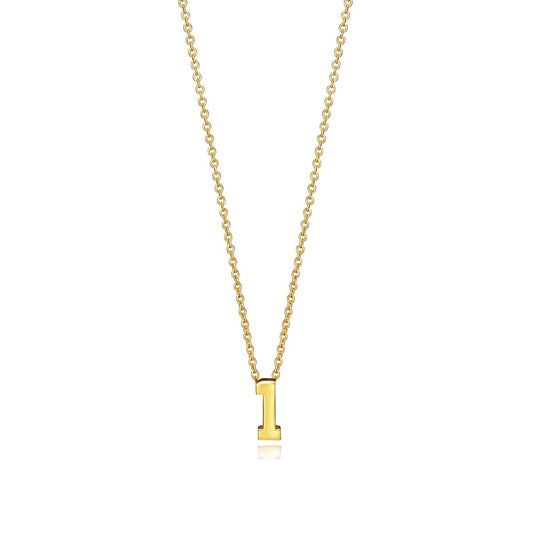 Gold necklace with letter 'I' pendant, ideal for personalized gifts or fashion statement.