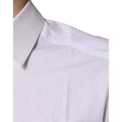 Dolce & Gabbana White Cotton Long Sleeves GOLD Dress Shirt