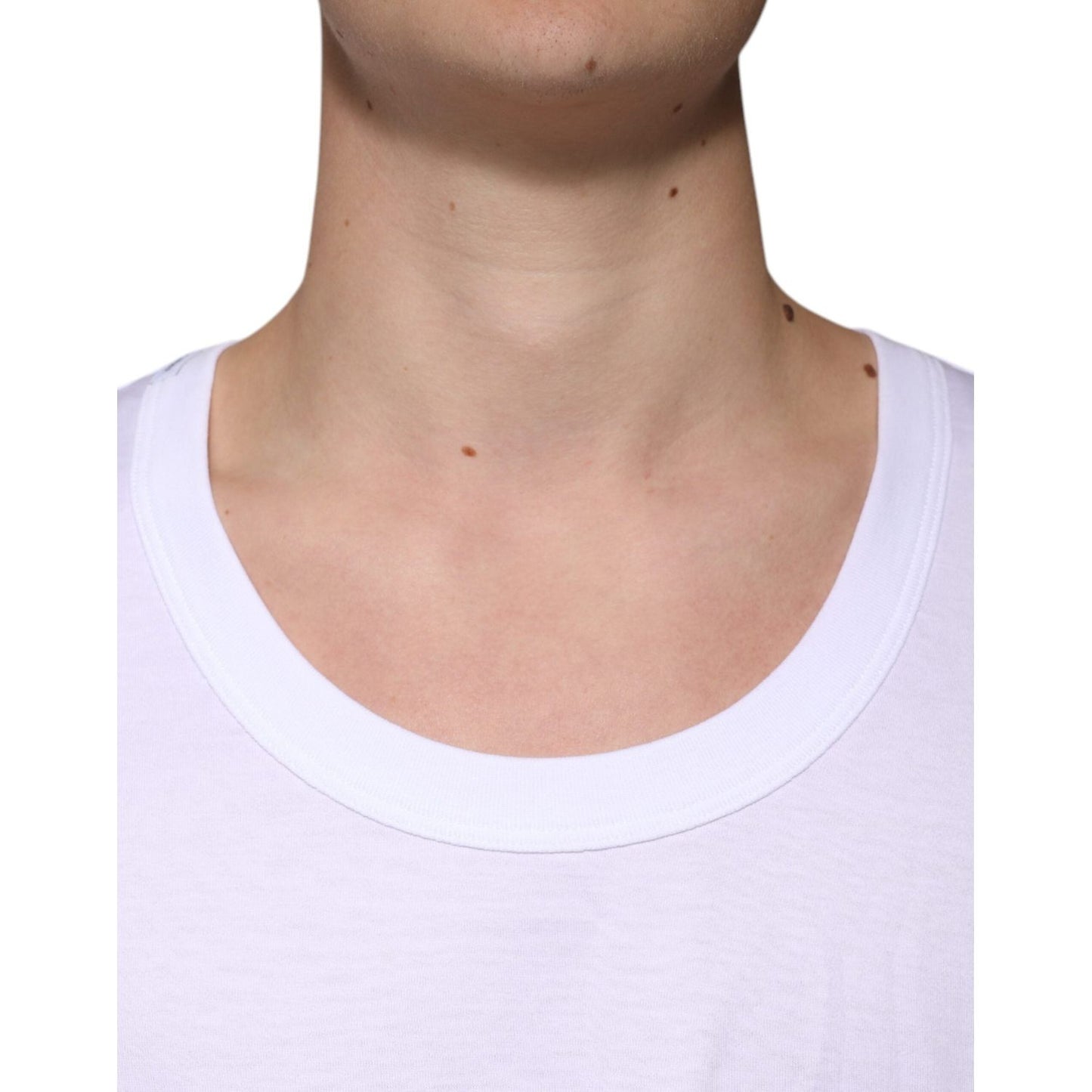 Dolce & Gabbana White Cotton Sleeveless Round Neck Tank T-shirt