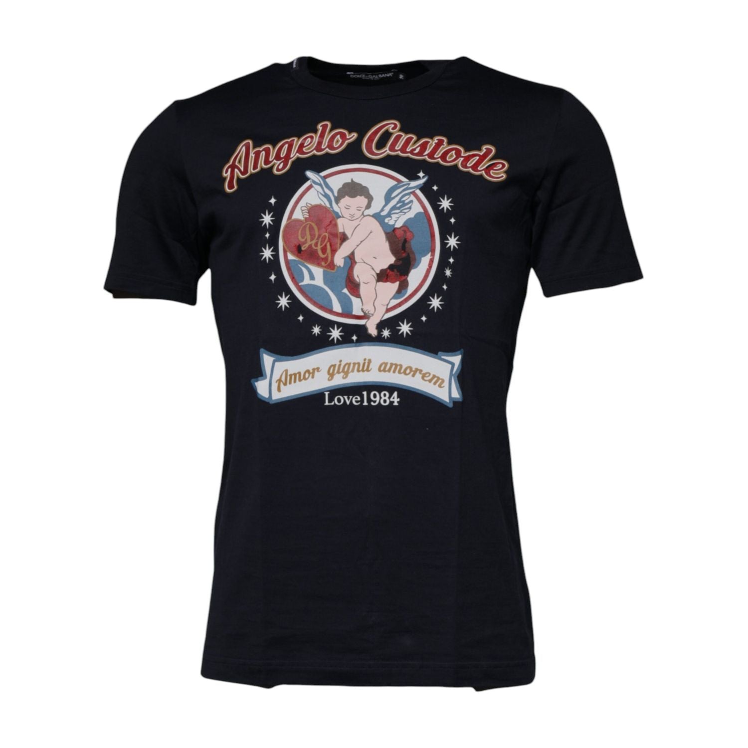 Dolce & Gabbana Blue Cotton Angel Print Short Sleeves T-shirt