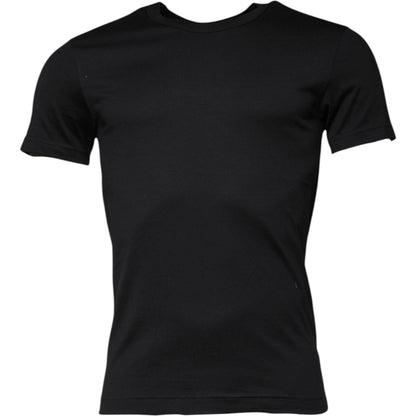 Dolce & Gabbana Black Cotton Crew Neck Short Sleeves T-shirt