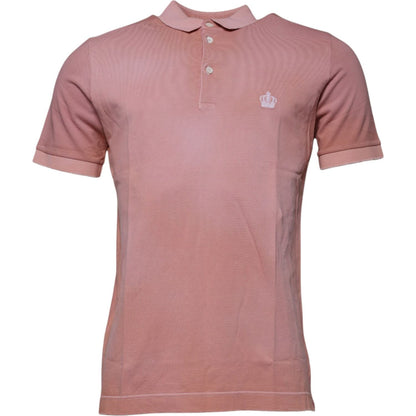 Dolce & Gabbana Pink Crown Collared Short Sleeve Polo T-shirt