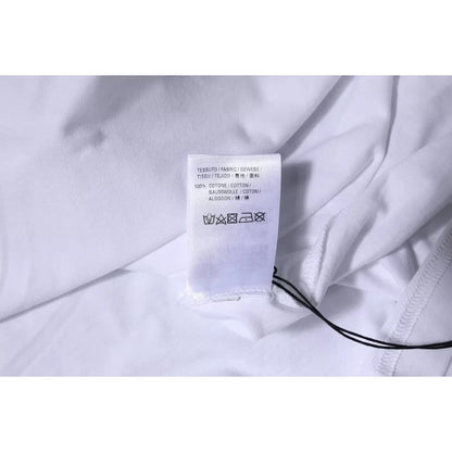 Balenciaga White Logo Cotton Crew Neck Short Sleeves T-shirt