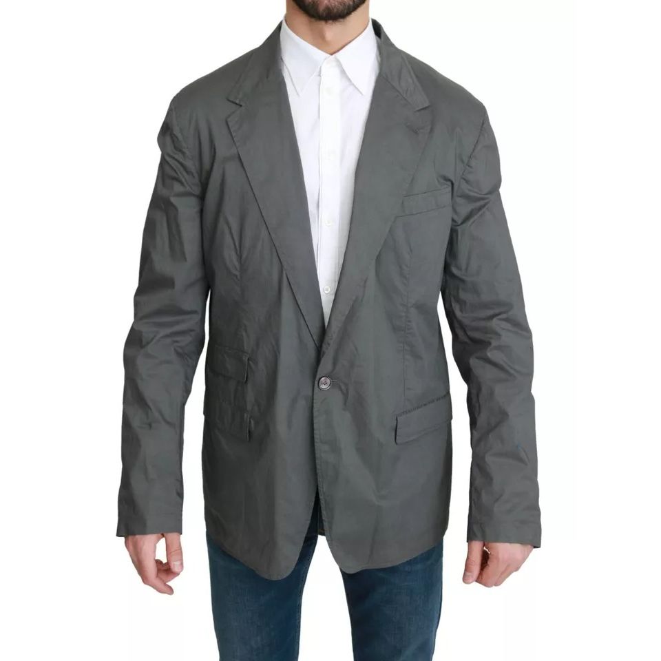 Dolce & Gabbana Gray Cotton Single Breasted Formal Blazer
