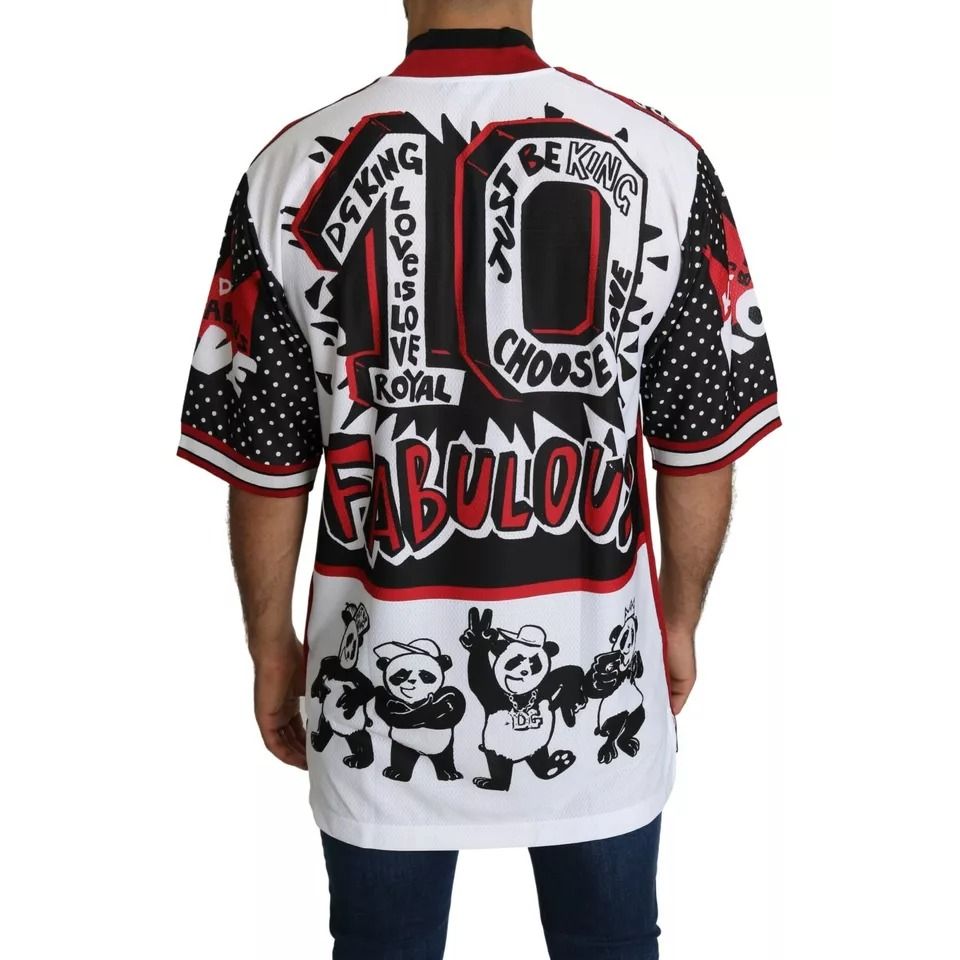 Dolce & Gabbana White King Panda Polyester T-shirt Top