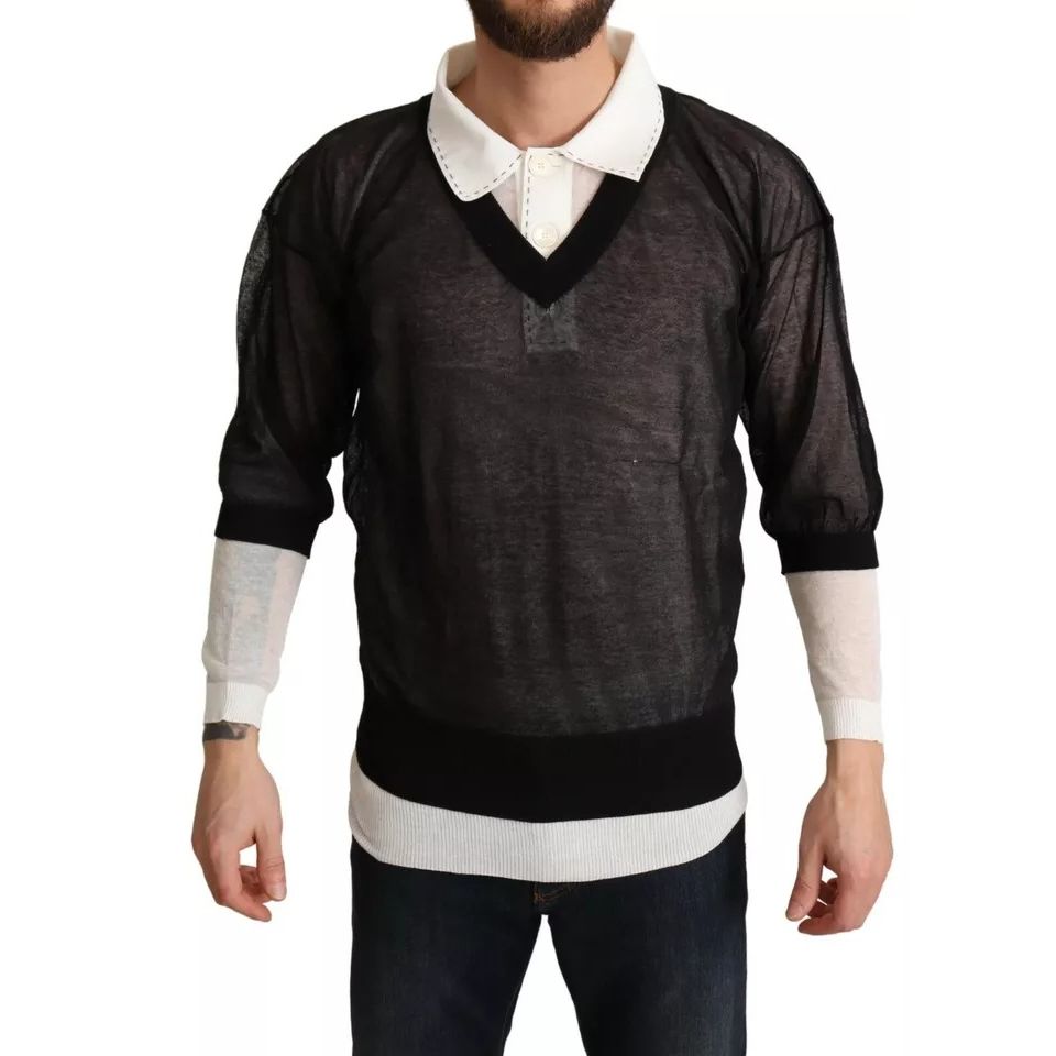 Dolce & Gabbana Black White Shirt One Piece Pullover Sweater