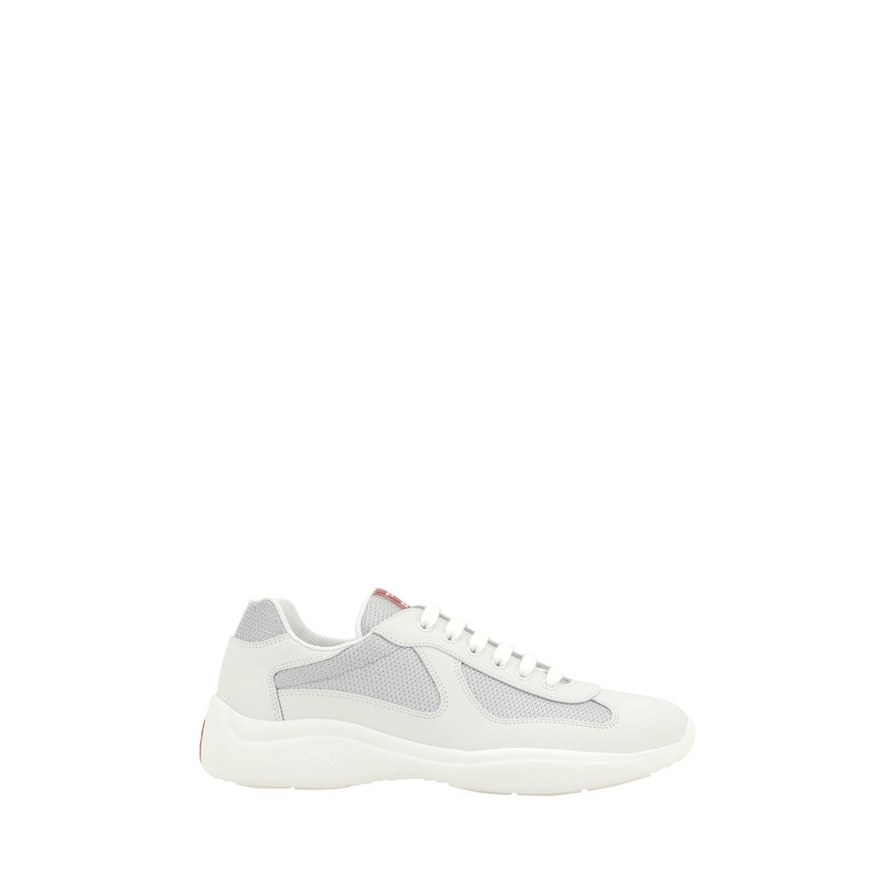 Prada White Calf Leather Bos Taurus Low Top Sneakers