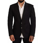 Dolce & Gabbana Black Cotton Slim Fit Coat Blazer Jacket