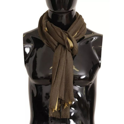 Dolce & Gabbana Green Striped Cashmere Wrap Fringes Scarf
