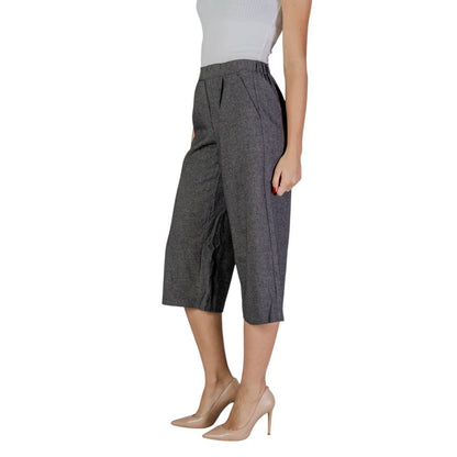 Vero Moda Black And White Polyester Cropped Pants