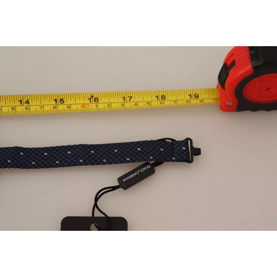 Dolce & Gabbana Blue Patterned Silk Adjustable Neck Bow Tie Men