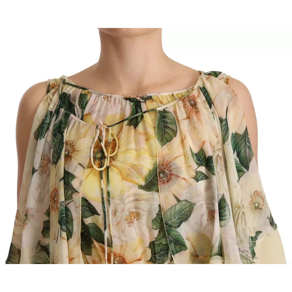 Dolce & Gabbana Multicolor Silk Floral Print Long Maxi Dress