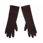 Dolce & Gabbana Brown Leather Wrist Slim Women Gloves