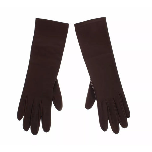 Dolce & Gabbana Brown Leather Wrist Slim Women Gloves