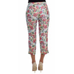 Dolce & Gabbana White Pink Floral Brocade Pants