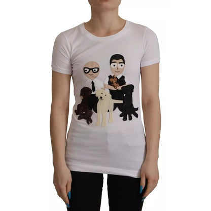 Dolce & Gabbana White #DGFamily Patch Top Cotton T-shirt