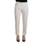 Dolce & Gabbana White High Waist Tapered Wool Pants