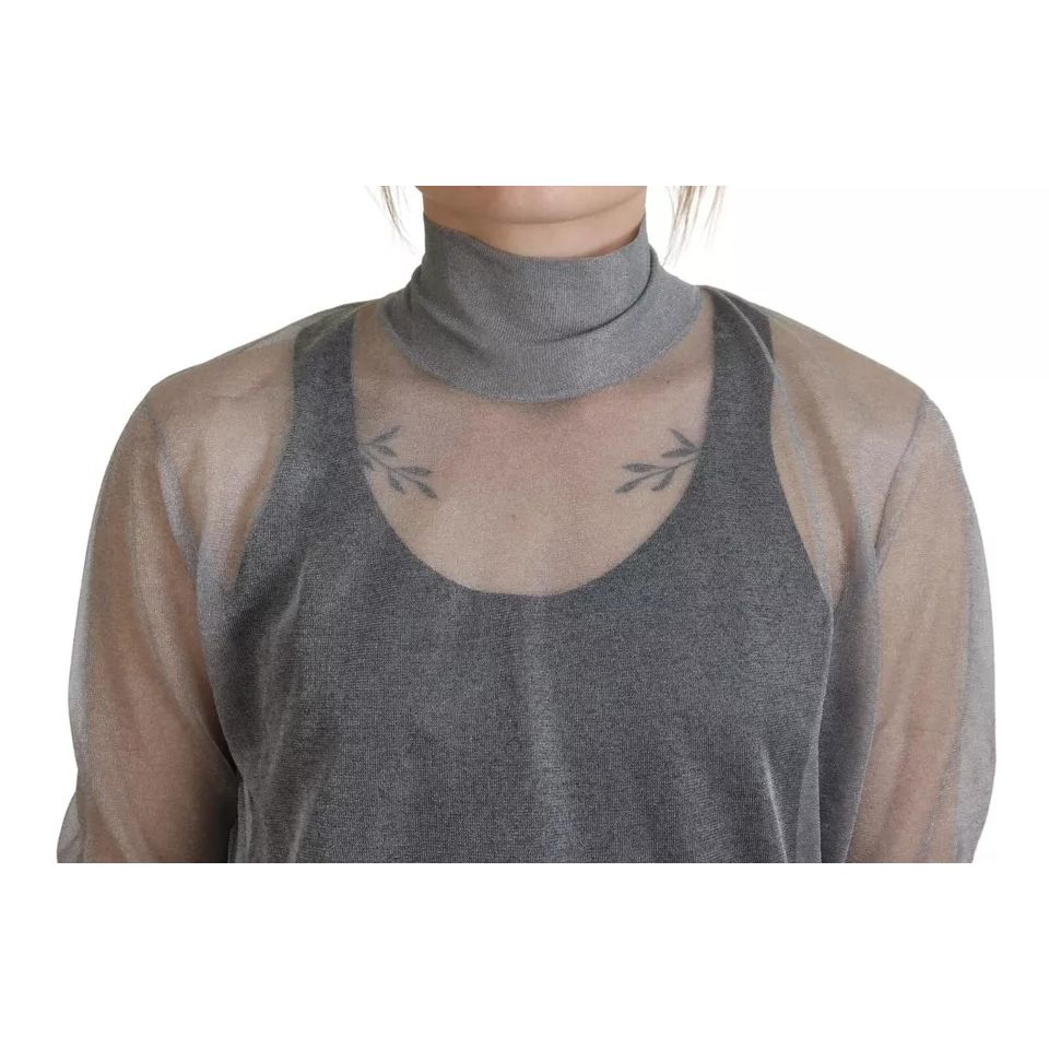 Dolce & Gabbana Gray See Through Turtleneck Pullover Sweater