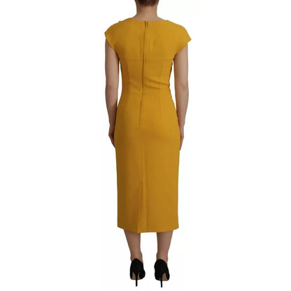 Dolce & Gabbana Yellow Viscose Sleeveless Sheath Midi Dress