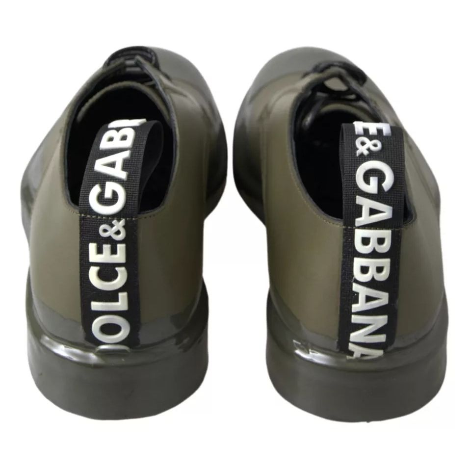 Dolce & Gabbana Green Leather Rubber Sole Dress Shoes