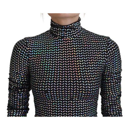 Dolce & Gabbana Black Embellished Nylon Bodycon Mini Dress