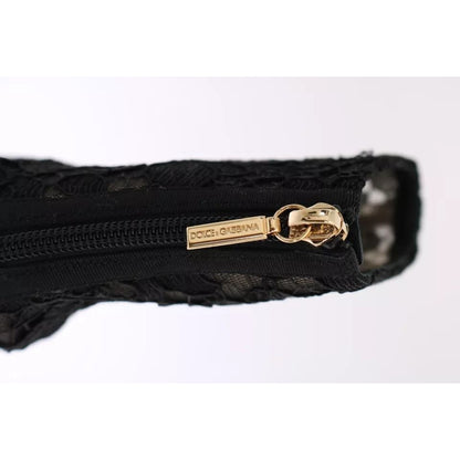 Dolce & Gabbana Black Crystal Lace Booties Stilettos Shoes